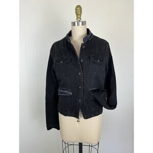 Rare Vintage Marithe Francois Girbaud Black Denim Jacket XL Satin Trim Y2K 90s‎